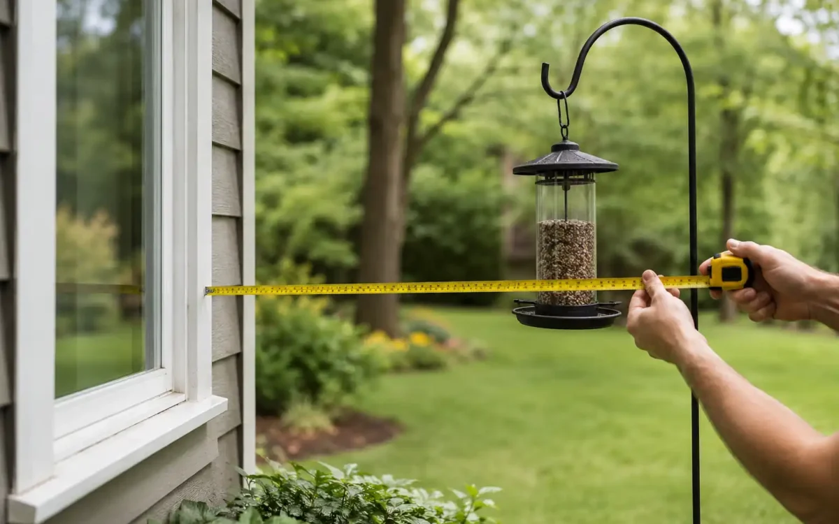Measuring feeder distance from a window — where to place a bird feeder in your backyard safely